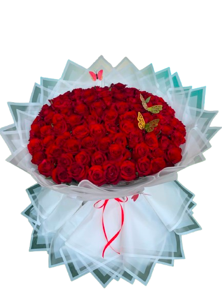 100 Fresh Red Roses